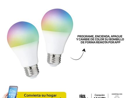 Bombillo Inteligente WiFi 9W Multicolor x 2 Ud Cheap