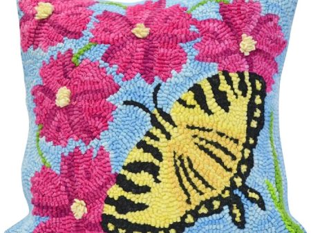 12  x 12  Hooked Pillow -  Shaker Hill Butterfly  (Finished) Online now