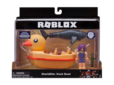 Vehiculo Roblox Celebrity Bote Pato Con Figura Y Tiburón Supply