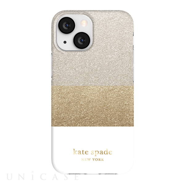 Case Kate Spade NY para iPhone 13 Mini- Bloque Blanco Plata Oro Glitter Online now