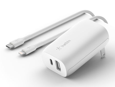 Cargador de Pared Dual con Cable PPS + USB-C con conector Lightning - BELKIN - Blanco Cheap