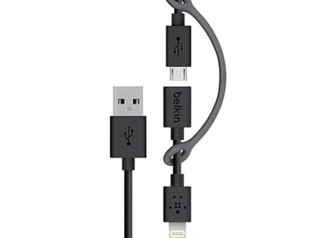 Cable Belkin Micro Usb 90 Cms With Lightning Adapter Black For Sale