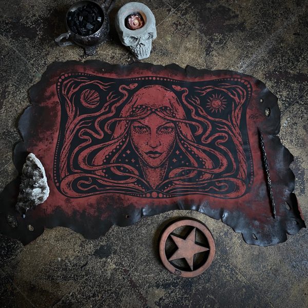 Starspell leather altar cloth #1 in Garnet, one-of-a-kind Online now