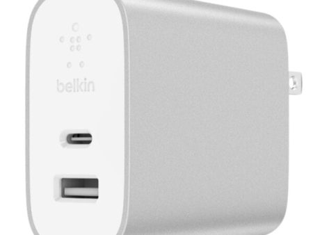 Cargador   Adaptador Belkin Dual USB-C Plata Fashion