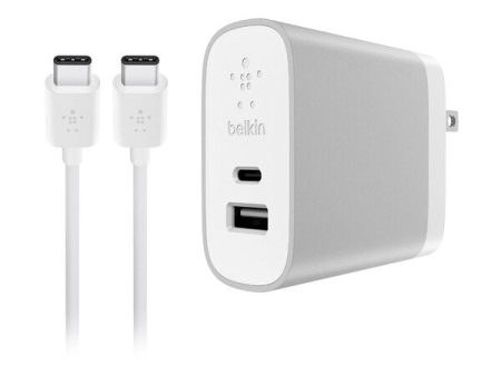 Cargador Belkin puertos USB-C + USB-A + Cable USB-C - Plata Supply