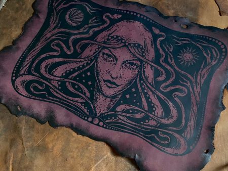 Starspell leather altar cloth #3 in Belladonna, one-of-a-kind Hot on Sale