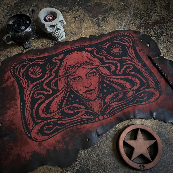 Starspell leather altar cloth #1 in Garnet, one-of-a-kind Online now